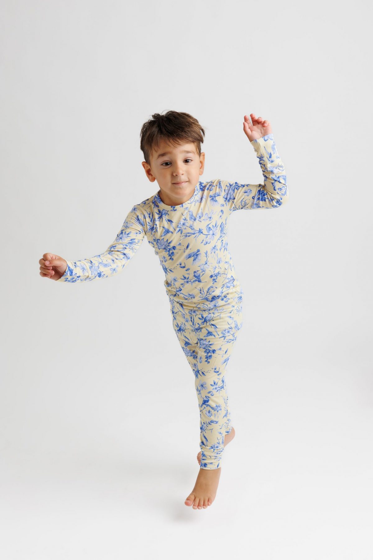 "Exotic Blue Bird" Two-Piece Long Sleeve Pajamas - Image 3
